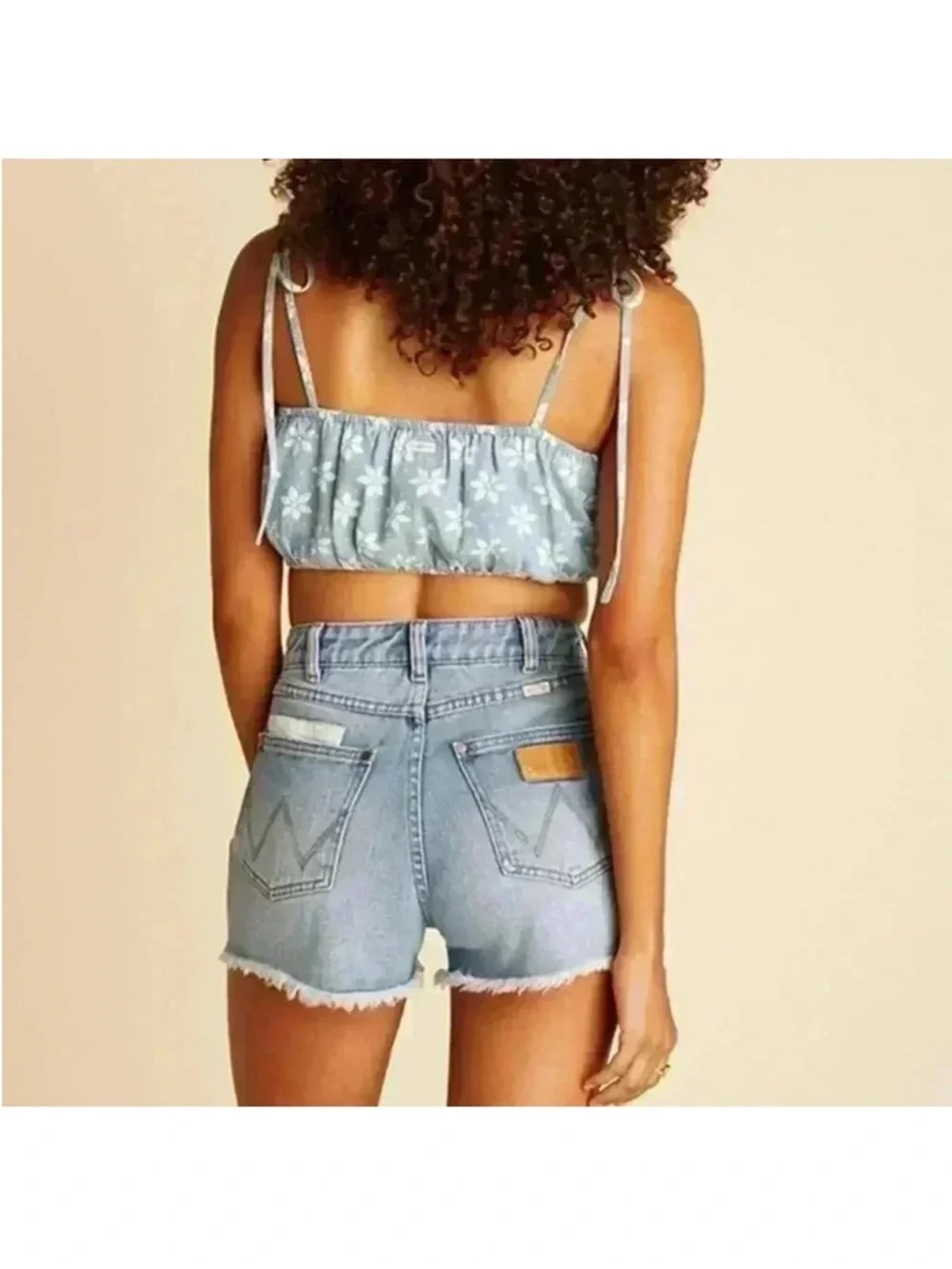 NWT Billabong X Wrangler Showdown Patchwork Cut Off Blue Denim Jean Shorts Sz 27